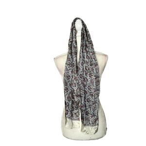 Echo Club 7 Silk Scarf Semi Sheer Paisley rectangle  cream